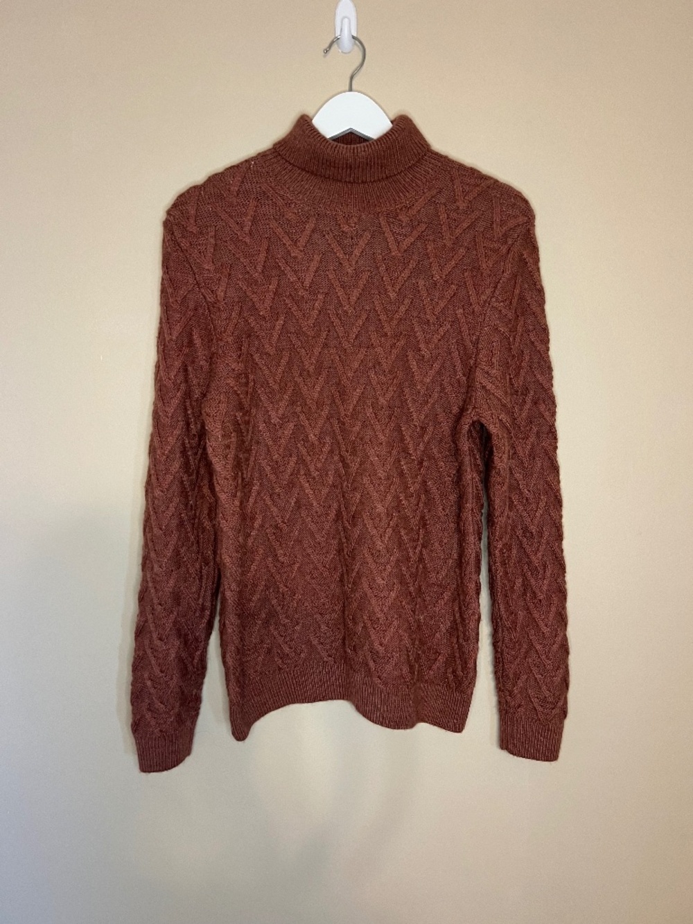 Zara Women’s Rusty Rose Cable Knit Turtleneck Sweater